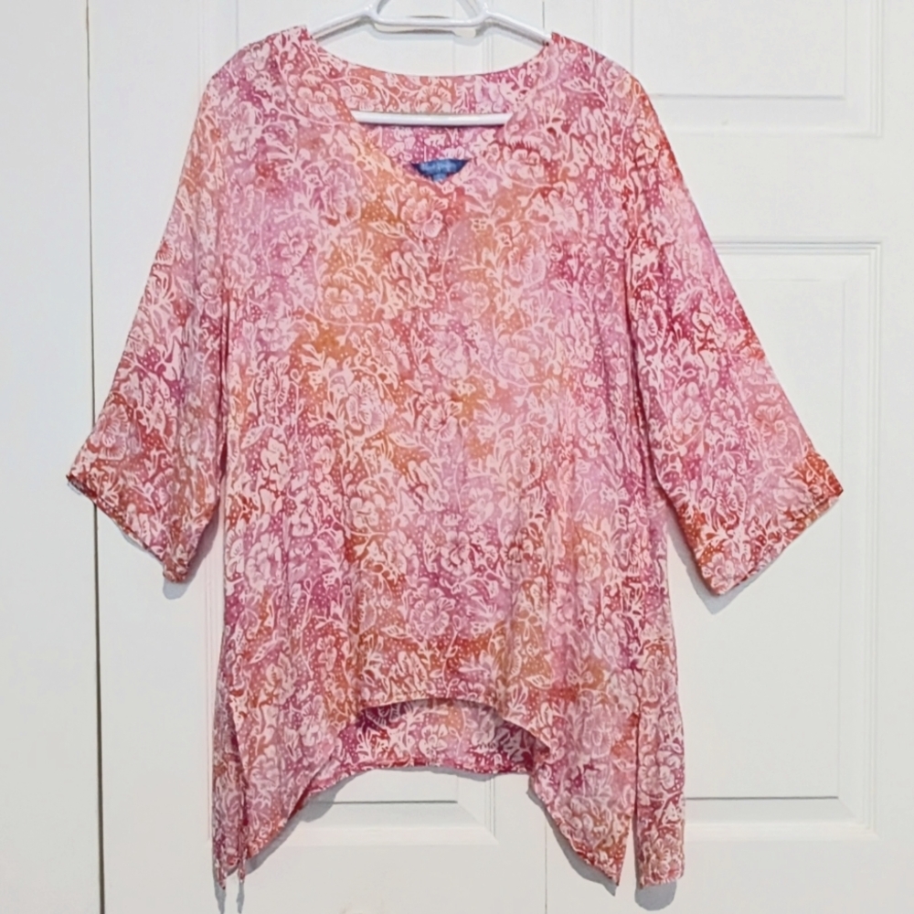 🌺Floral & Floaty Hawaiian Print Rayon Shirt by Blue Ginger -  Large